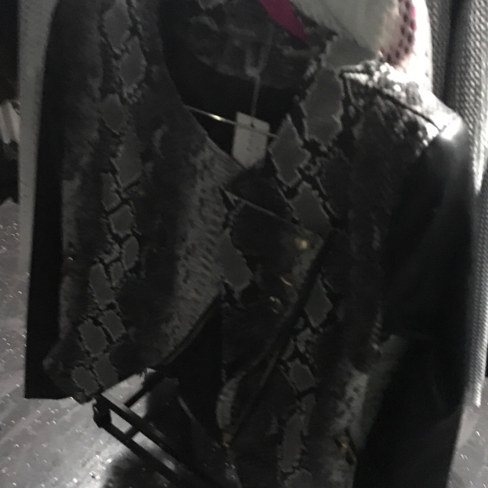 Leather python biker jacket